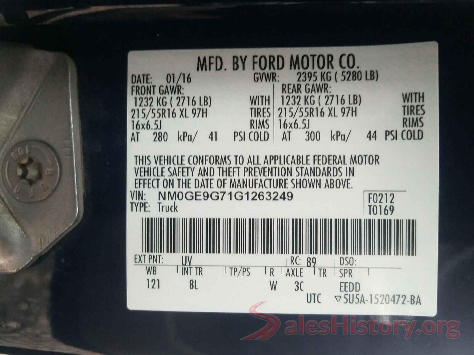 NM0GE9G71G1263249 2016 FORD TRANSIT CO