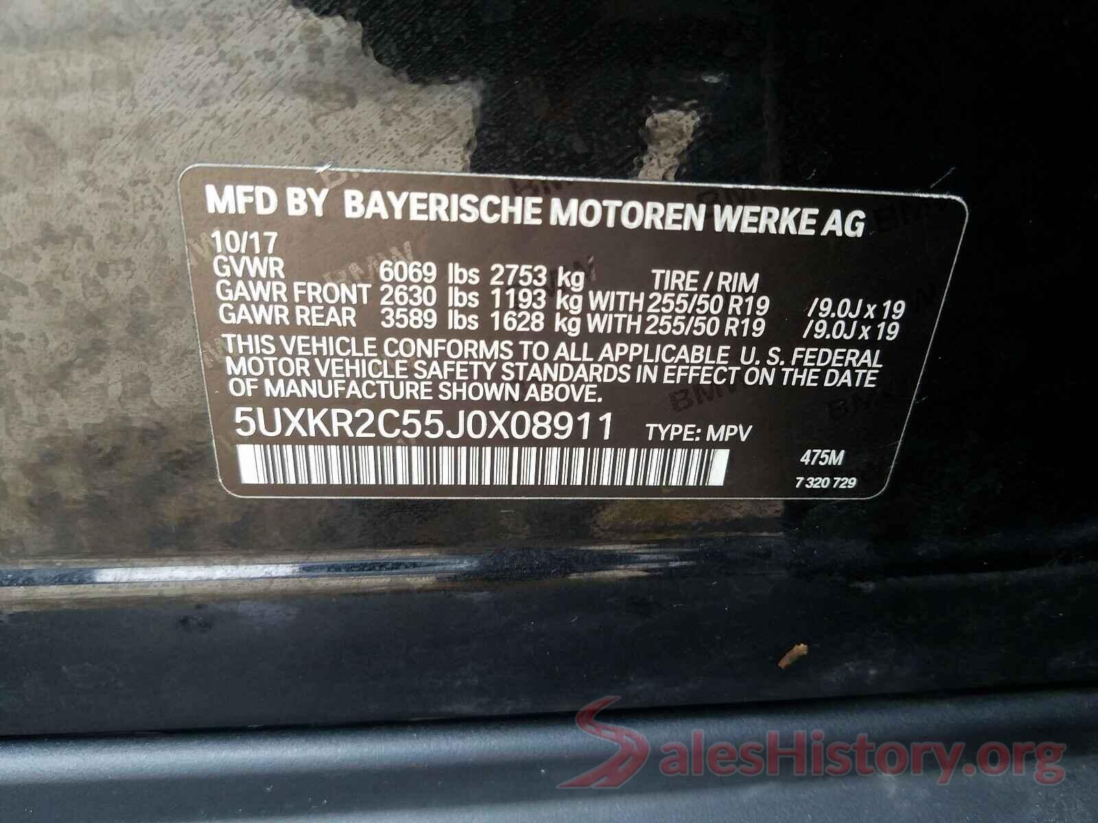 5UXKR2C55J0X08911 2018 BMW X5