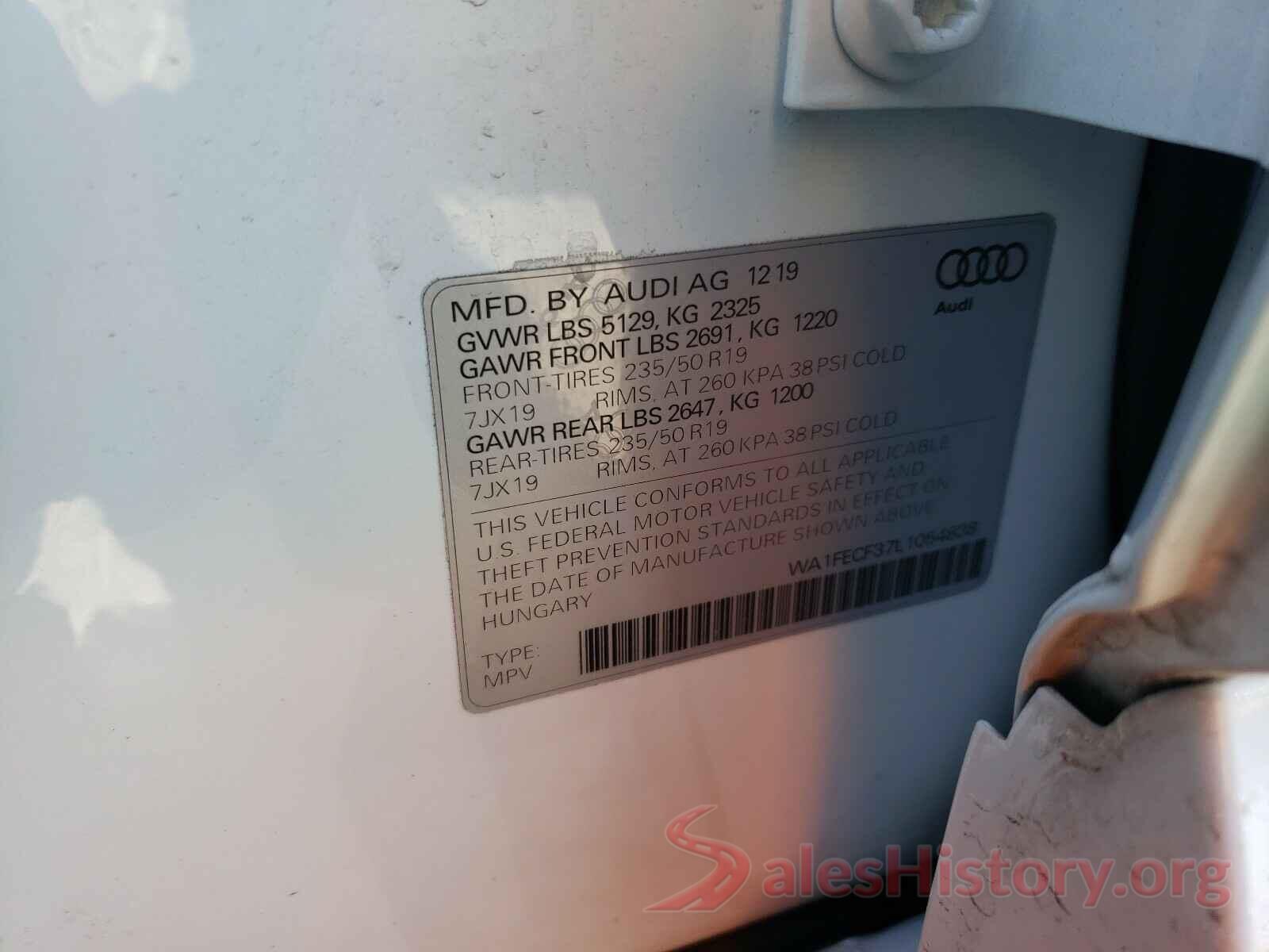 WA1FECF37L1054838 2020 AUDI Q3