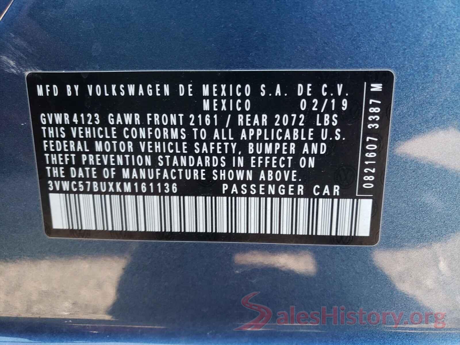 3VWC57BUXKM161136 2019 VOLKSWAGEN JETTA