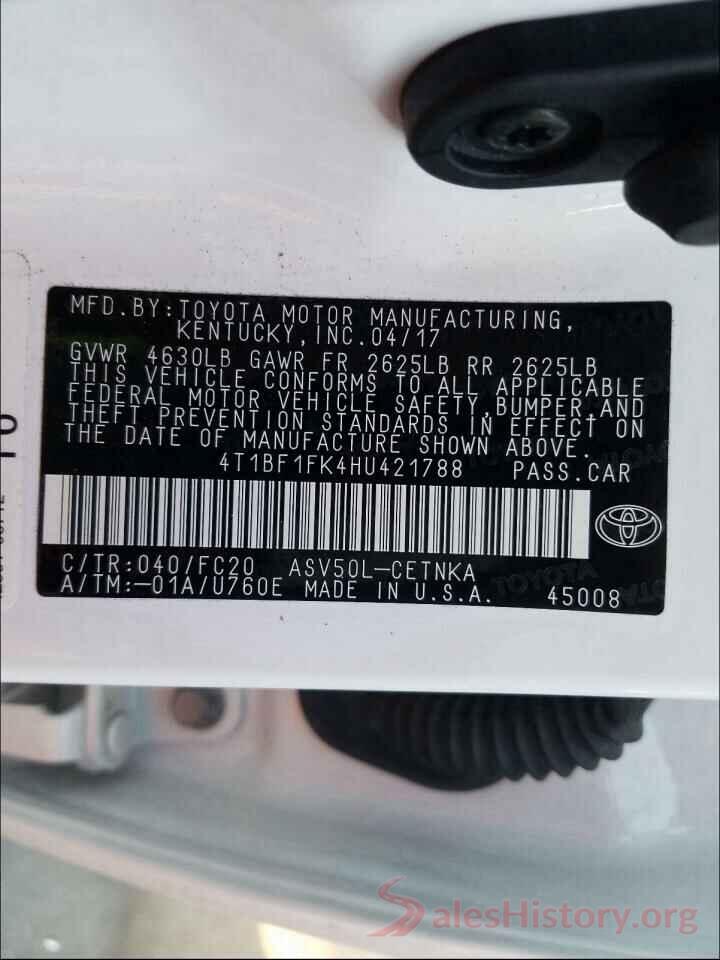 4T1BF1FK4HU421788 2017 TOYOTA CAMRY