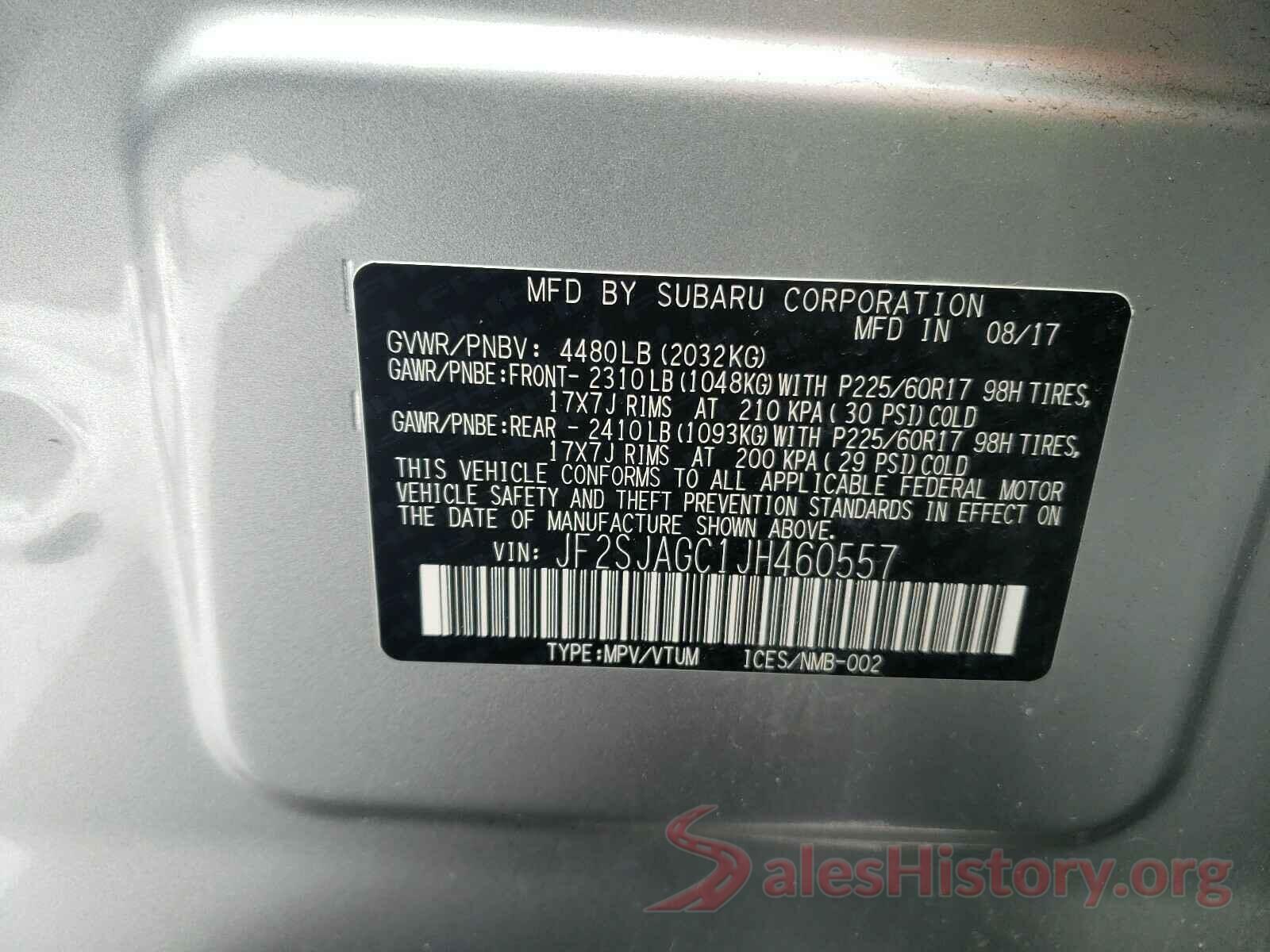 JF2SJAGC1JH460557 2018 SUBARU FORESTER