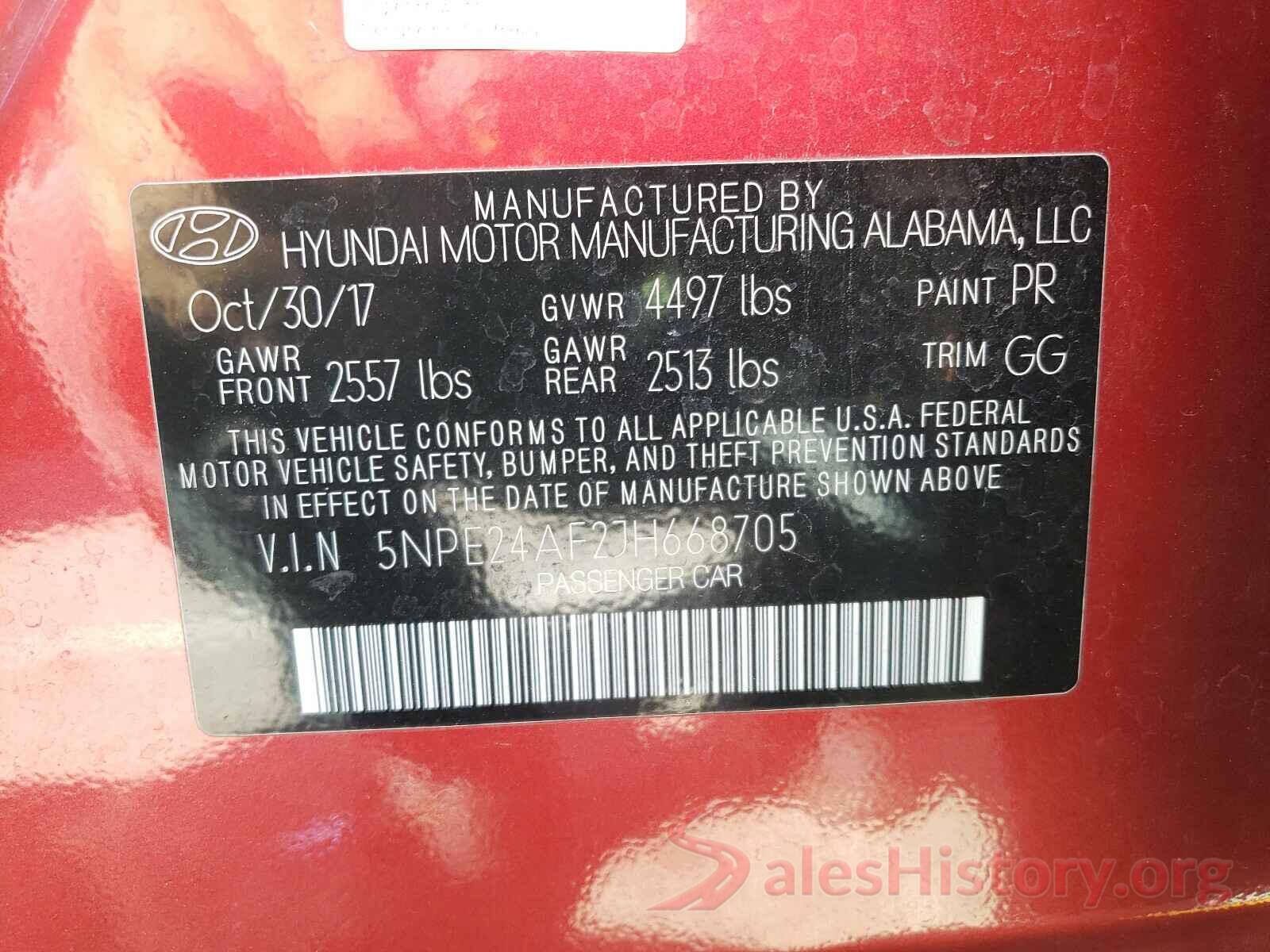 5NPE24AF2JH668705 2018 HYUNDAI SONATA