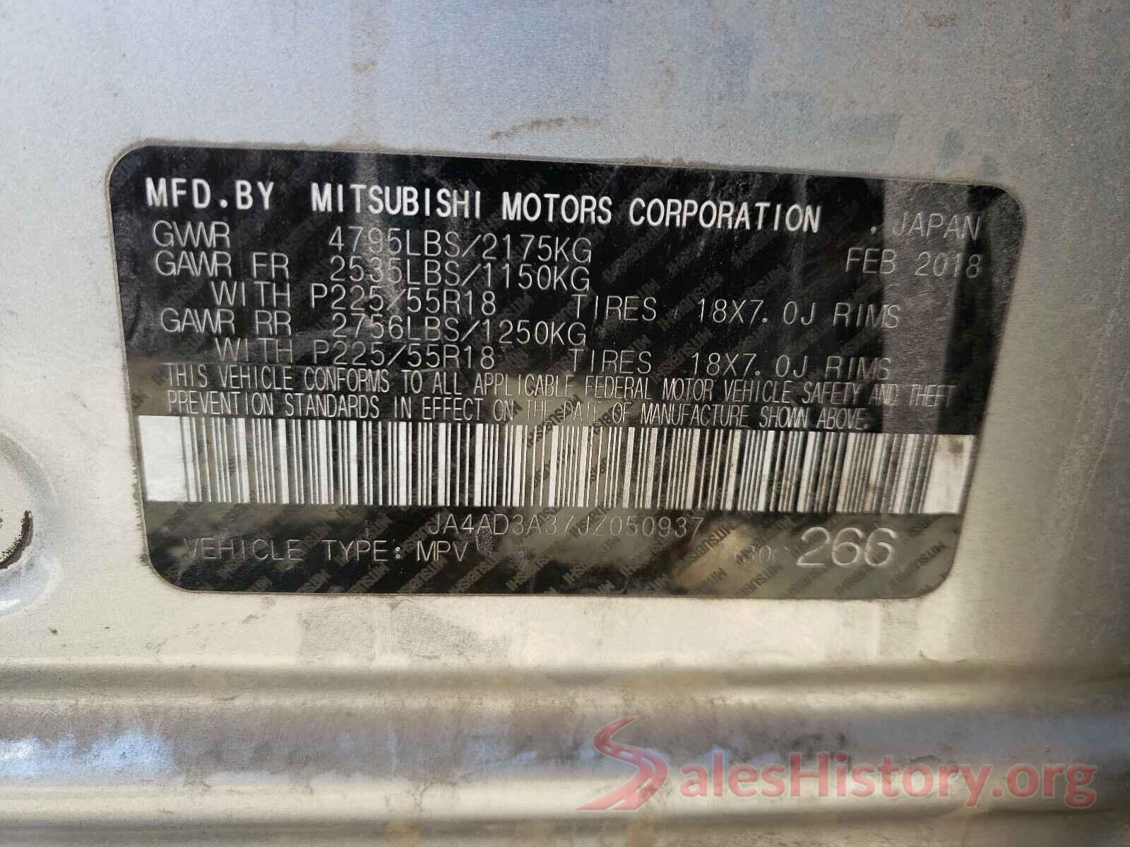 JA4AD3A37JZ050937 2018 MITSUBISHI OUTLANDER