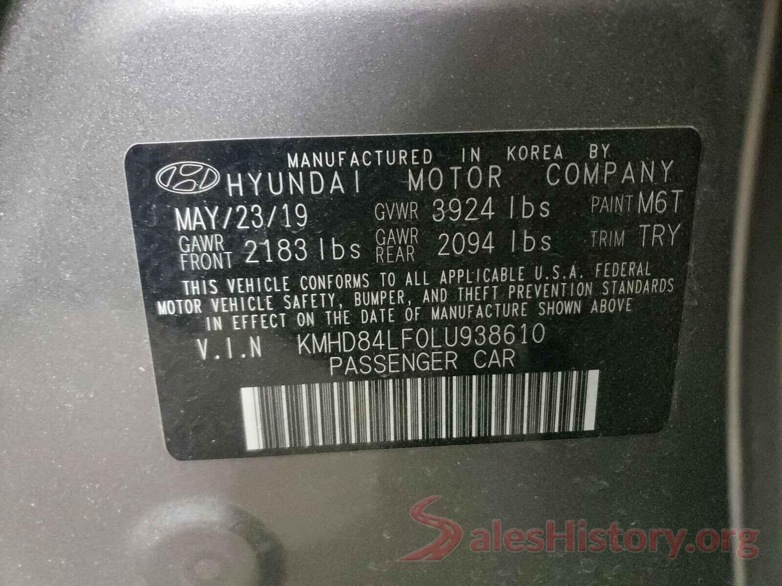 KMHD84LF0LU938610 2020 HYUNDAI ELANTRA