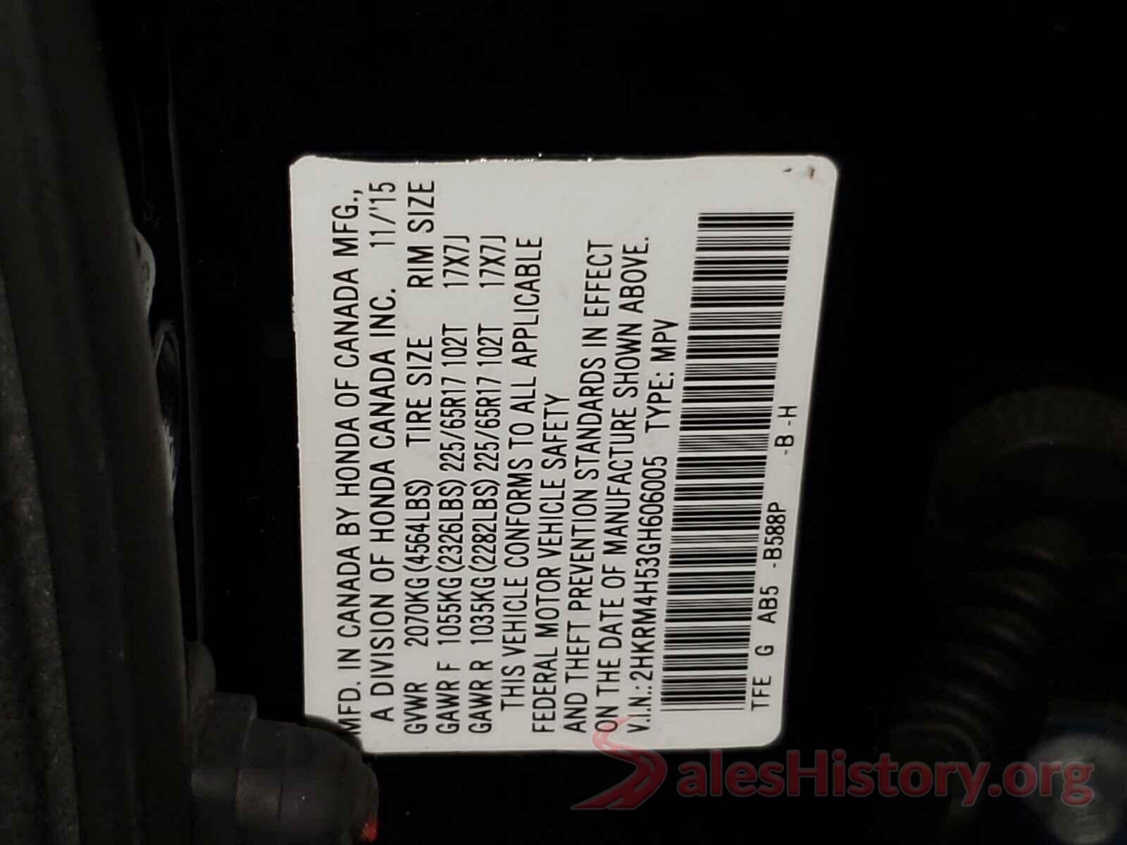 2HKRM4H53GH606005 2016 HONDA CRV