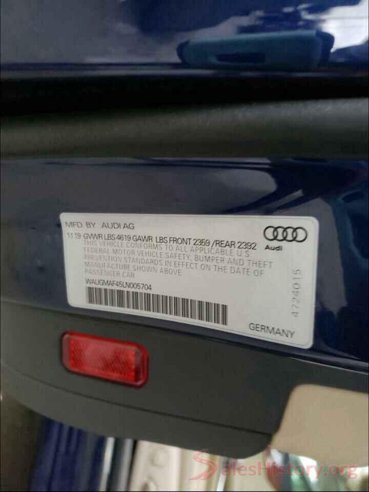 WAUGMAF45LN005704 2020 AUDI A4