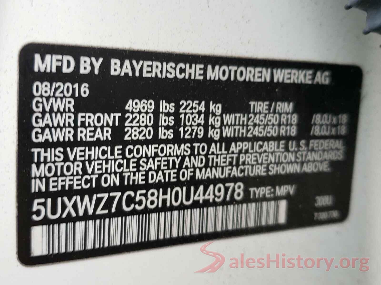 5UXWZ7C58H0U44978 2017 BMW X3