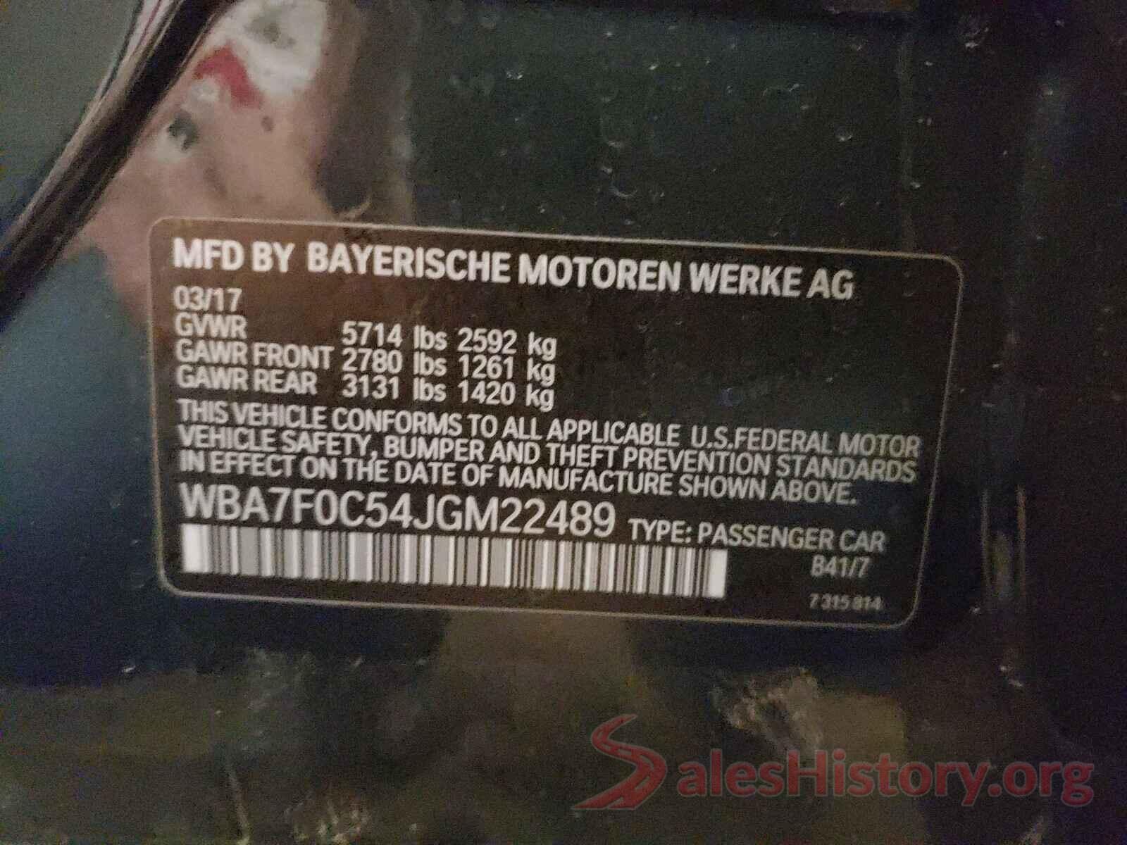 WBA7F0C54JGM22489 2018 BMW 7 SERIES