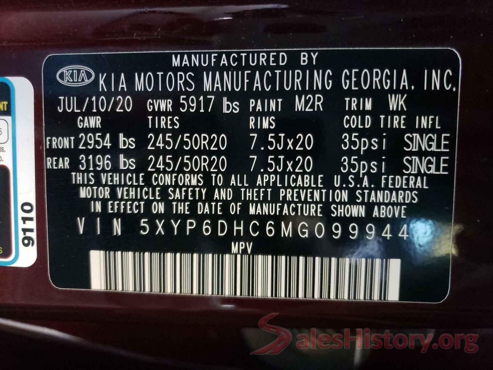 5XYP6DHC6MG099944 2021 KIA TELLURIDE