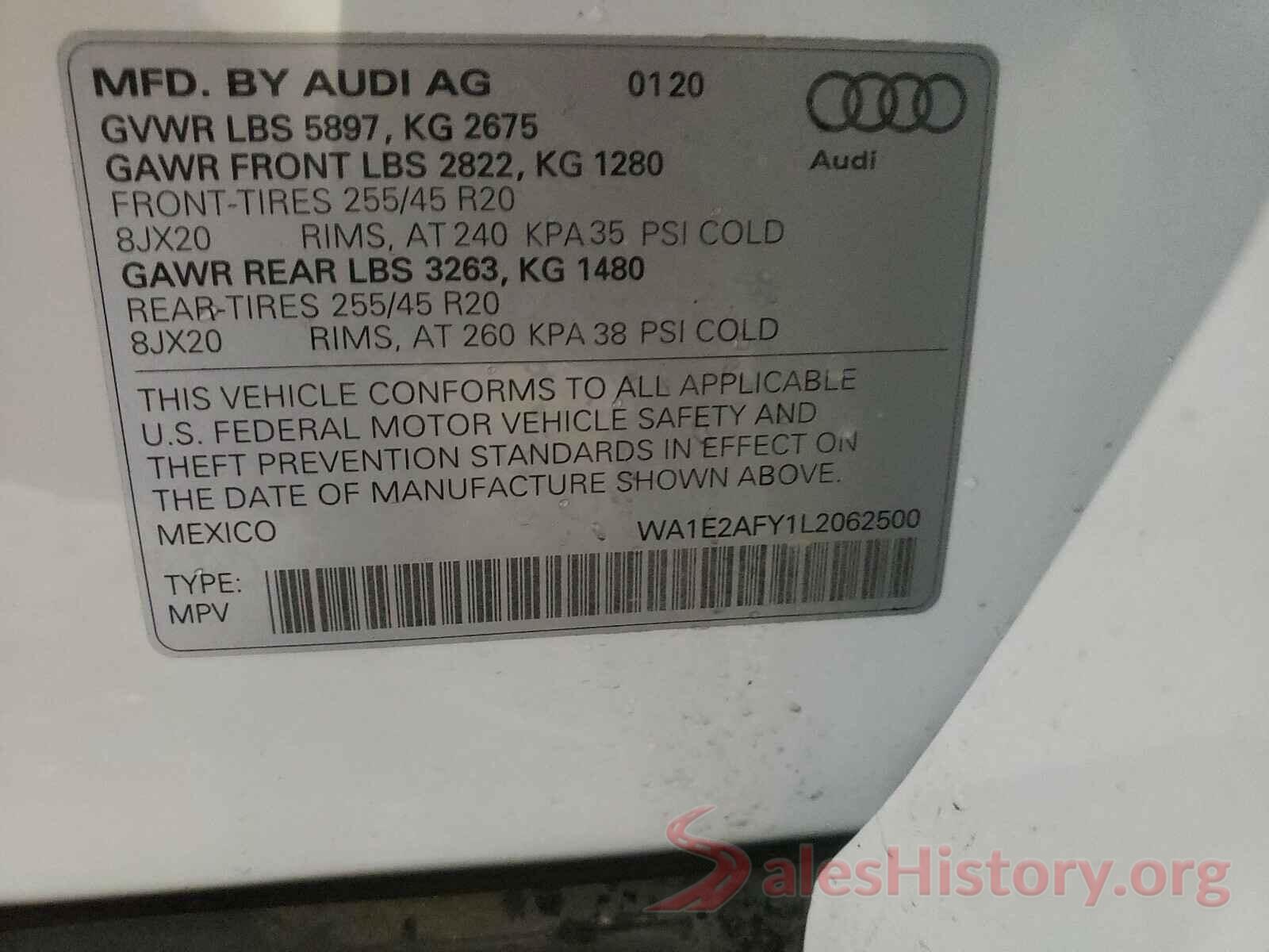 WA1E2AFY1L2062500 2020 AUDI Q5