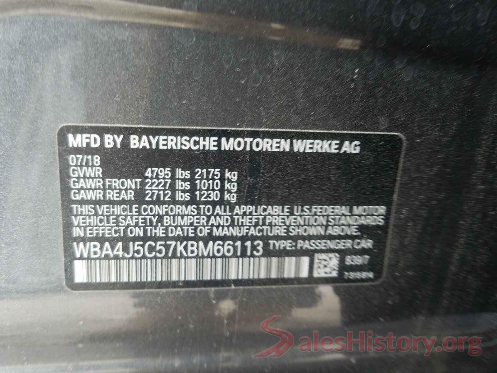 WBA4J5C57KBM66113 2019 BMW 4 SERIES