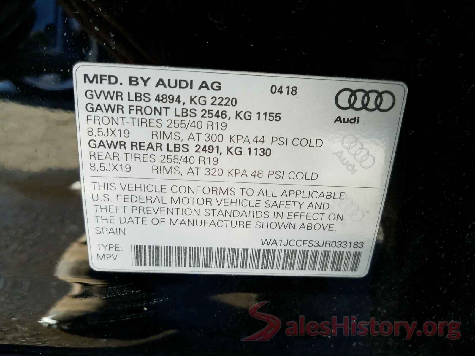 WA1JCCFS3JR033183 2018 AUDI Q3