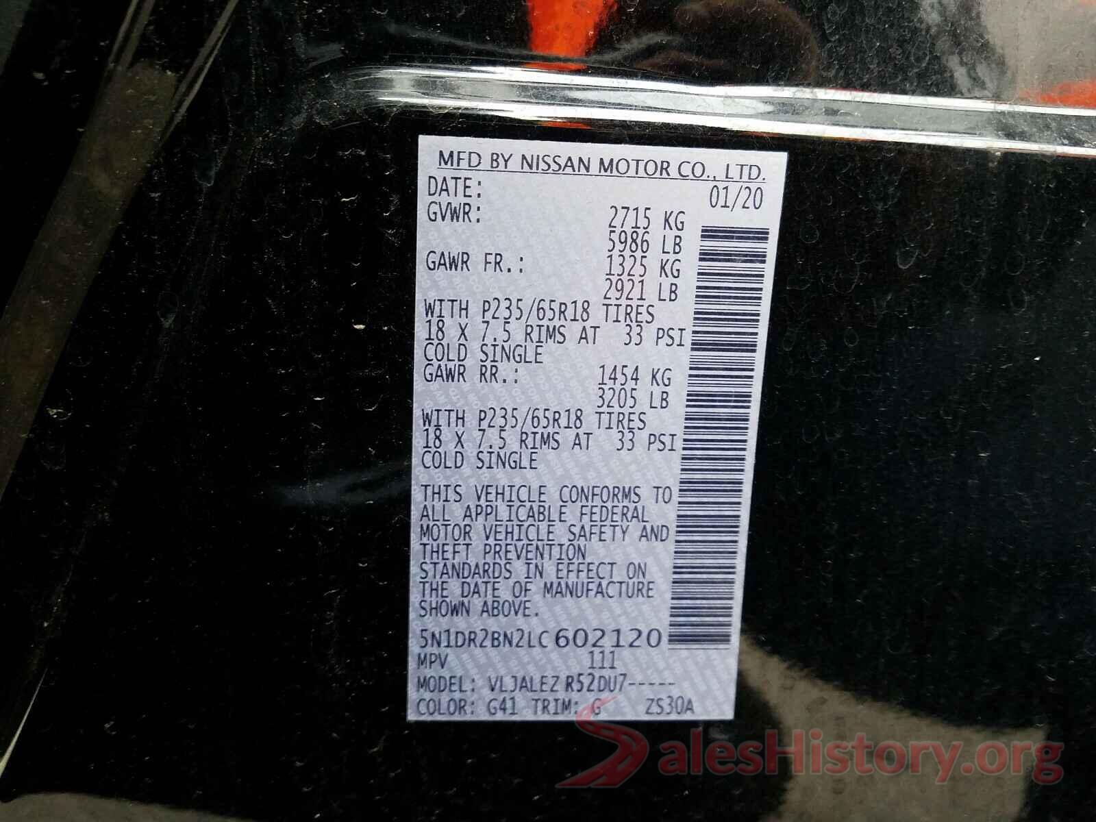 5N1DR2BN2LC602120 2020 NISSAN PATHFINDER