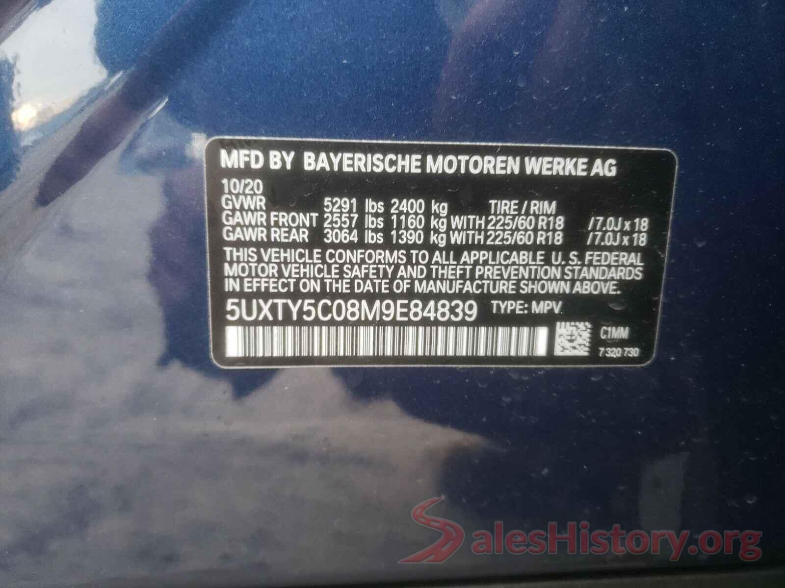 5UXTY5C08M9E84839 2021 BMW X3