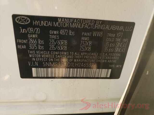 5NMS33AD1LH246532 2020 HYUNDAI SANTA FE