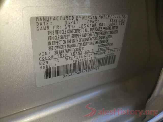 3N1AB7AP9HY349911 2017 NISSAN SENTRA