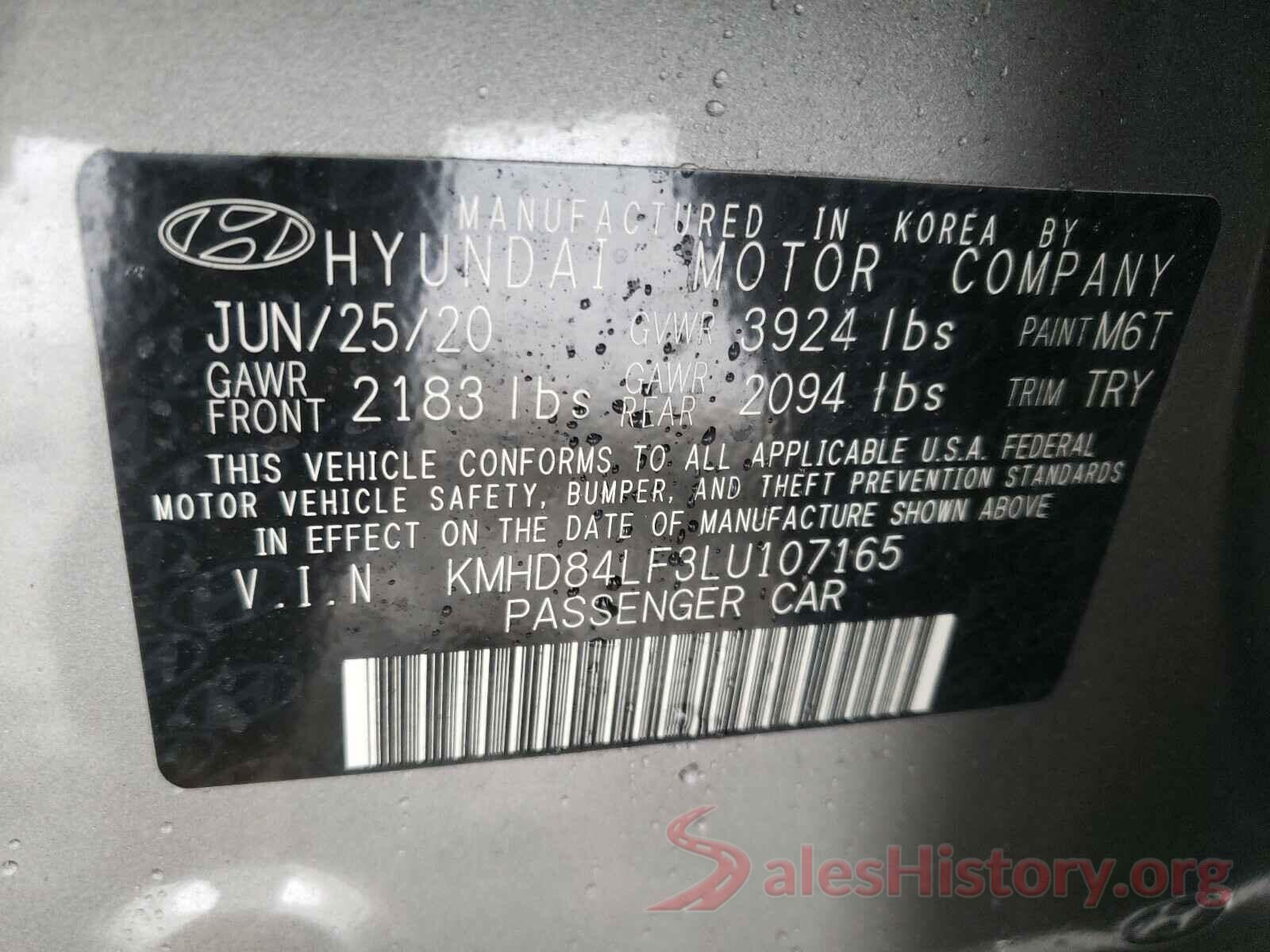 KMHD84LF3LU107165 2020 HYUNDAI ELANTRA