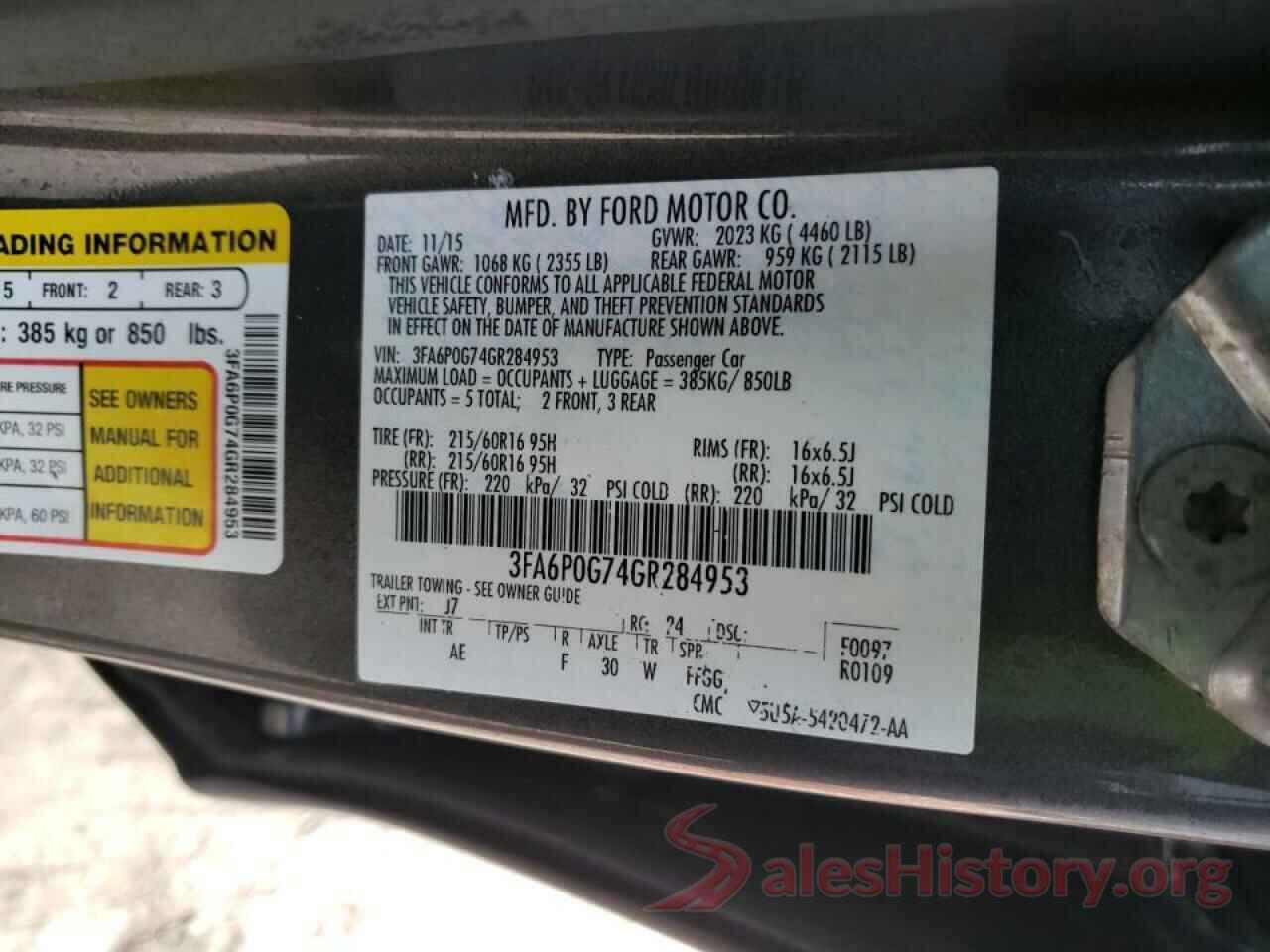 3FA6P0G74GR284953 2016 FORD FUSION