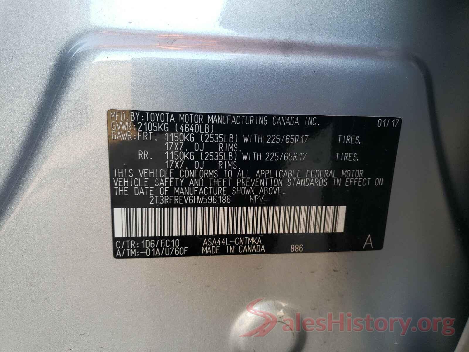 2T3RFREV6HW596186 2017 TOYOTA RAV4