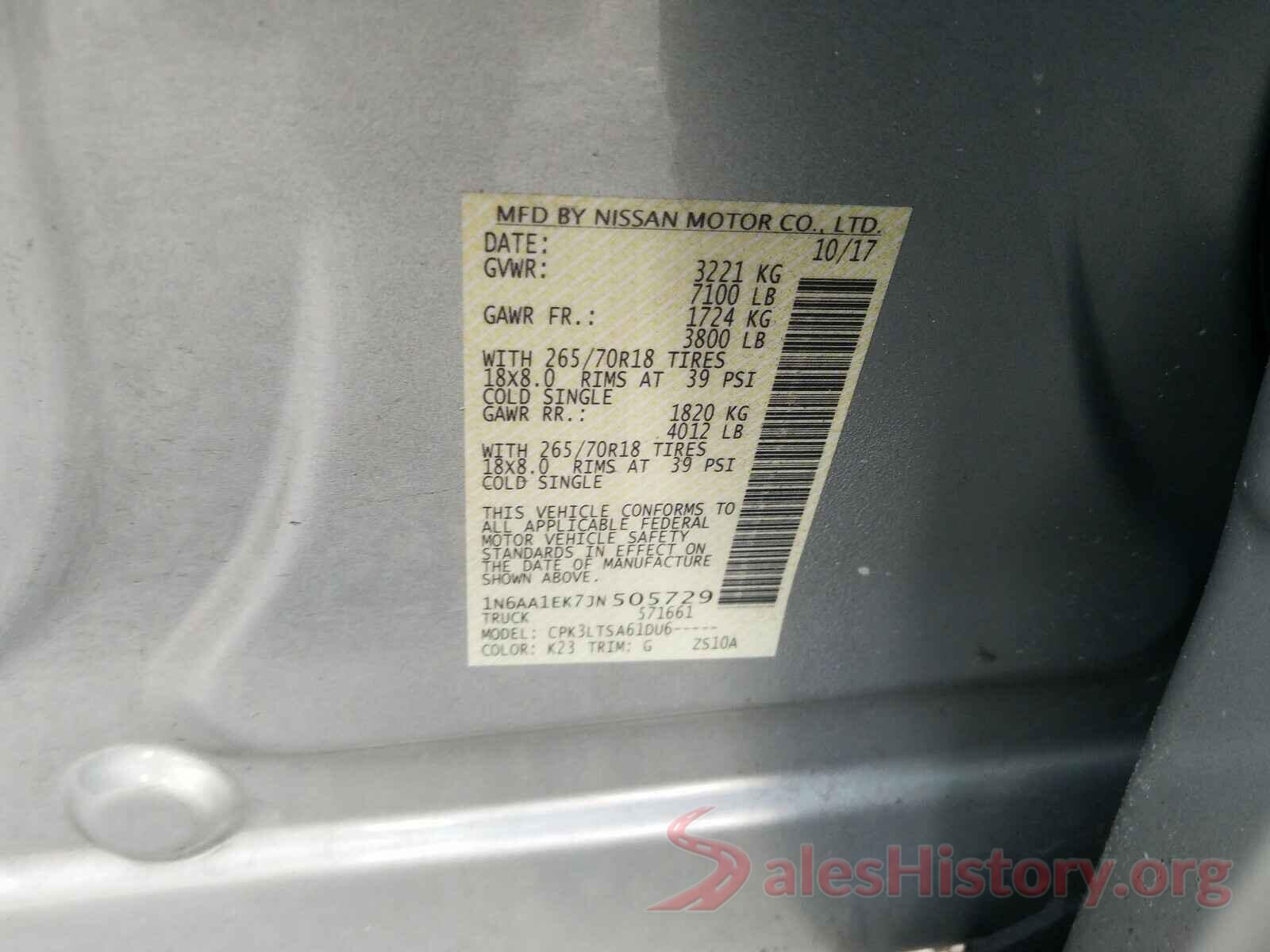 1N6AA1EK7JN505729 2018 NISSAN TITAN