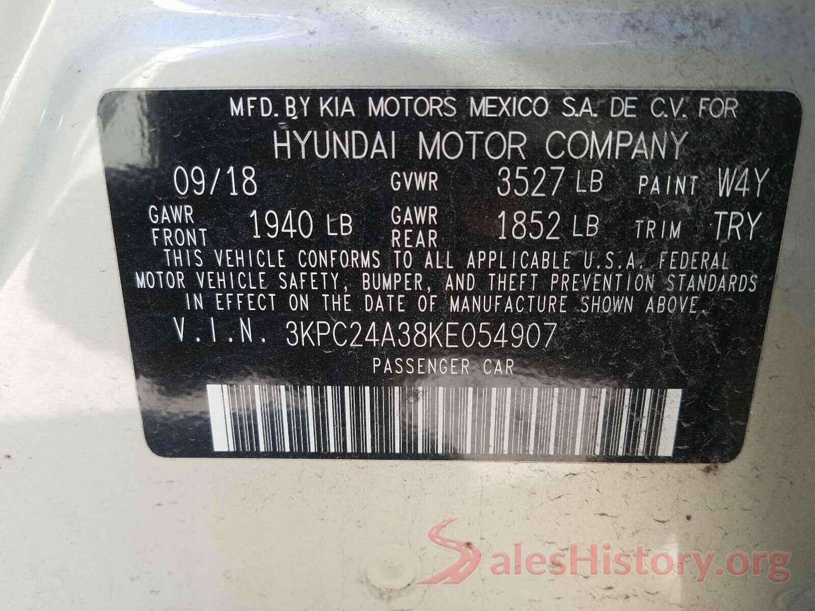 3KPC24A38KE054907 2019 HYUNDAI ACCENT