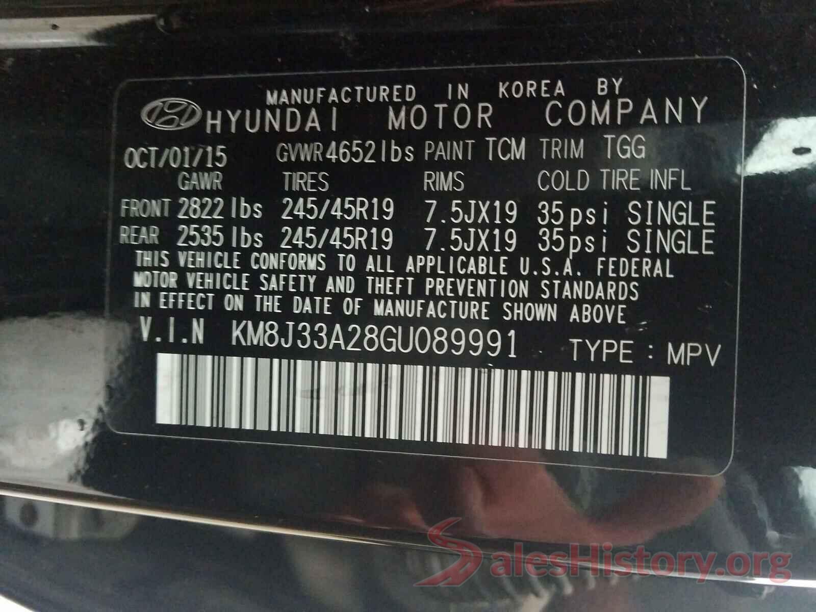 KM8J33A28GU089991 2016 HYUNDAI TUCSON