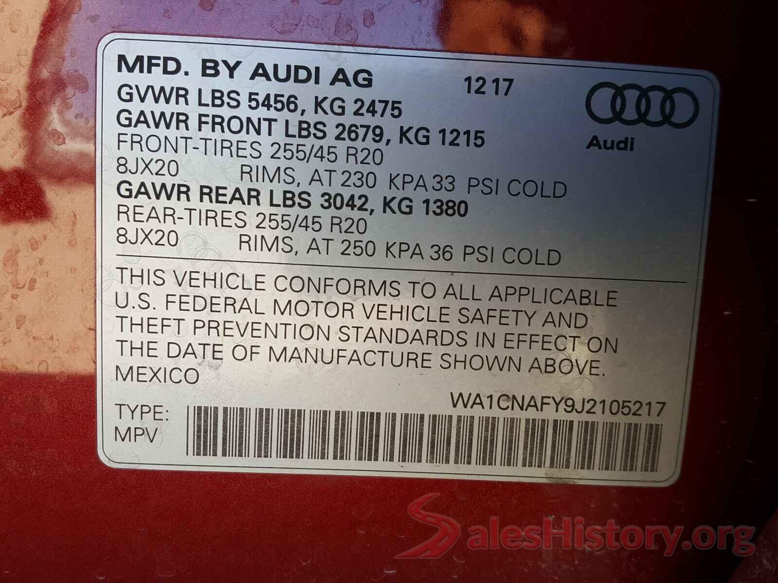 WA1CNAFY9J2105217 2018 AUDI Q5