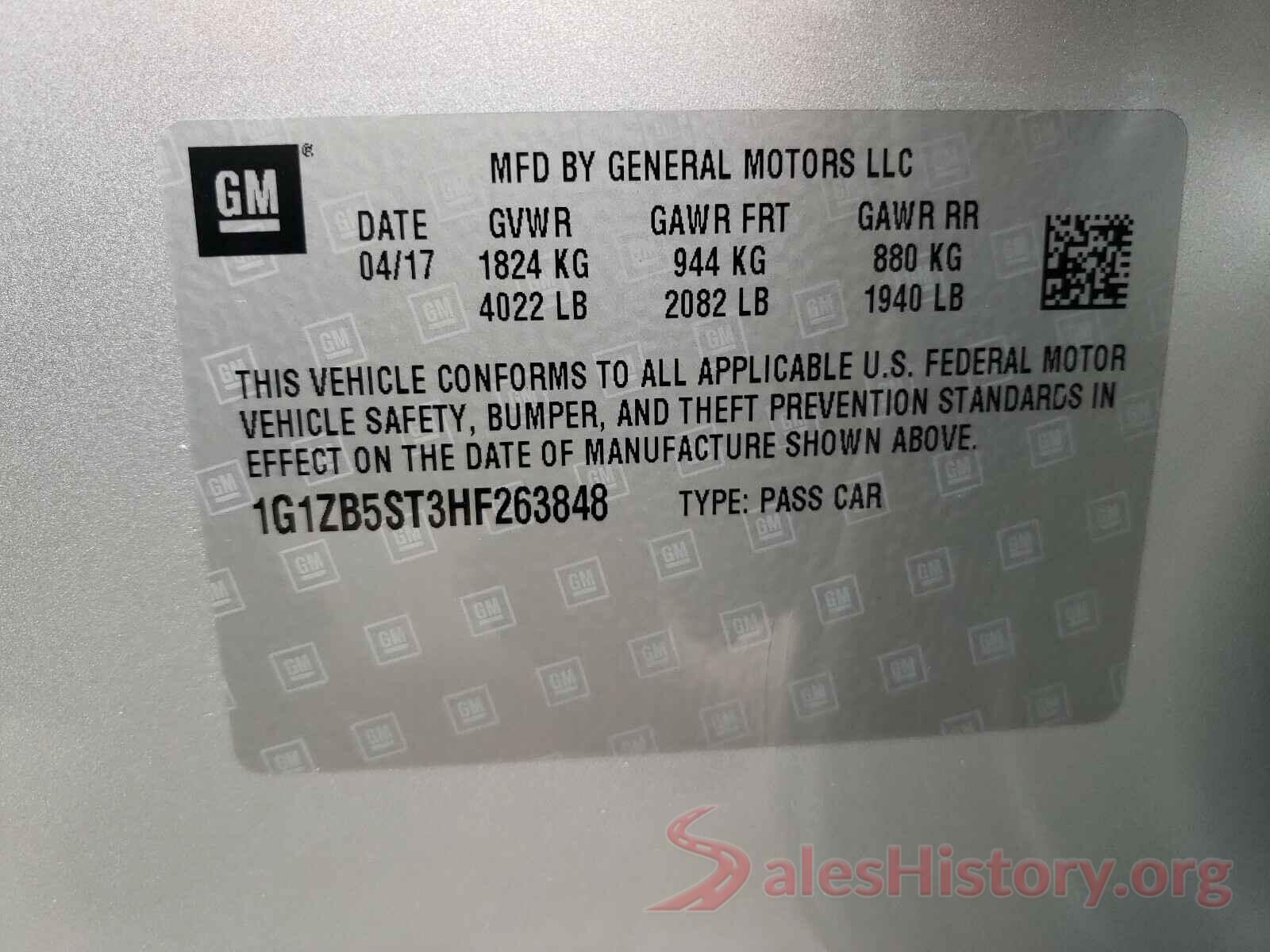 1G1ZB5ST3HF263848 2017 CHEVROLET MALIBU