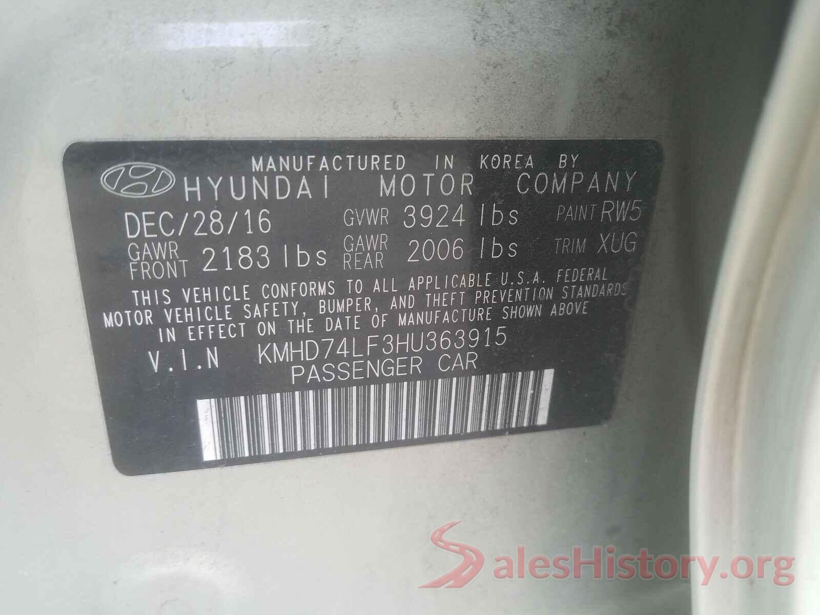 KMHD74LF3HU363915 2017 HYUNDAI ELANTRA