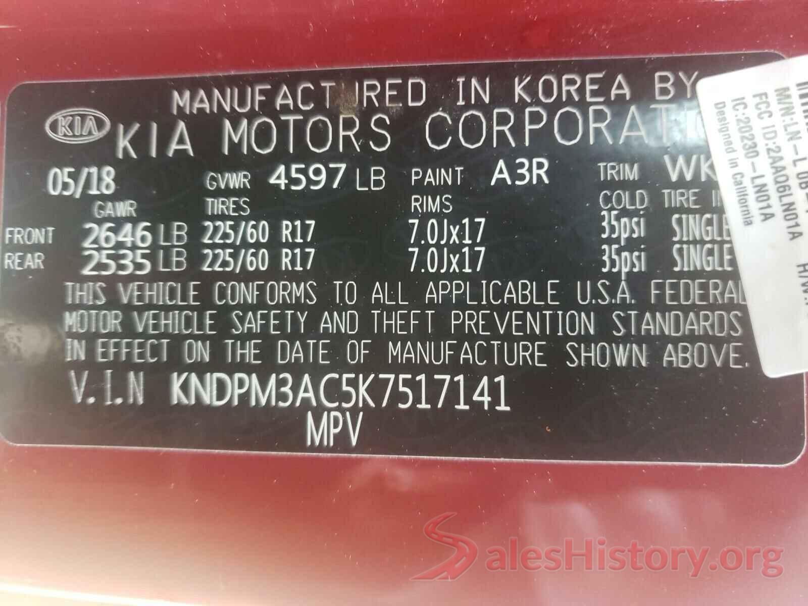 KNDPM3AC5K7517141 2019 KIA SPORTAGE