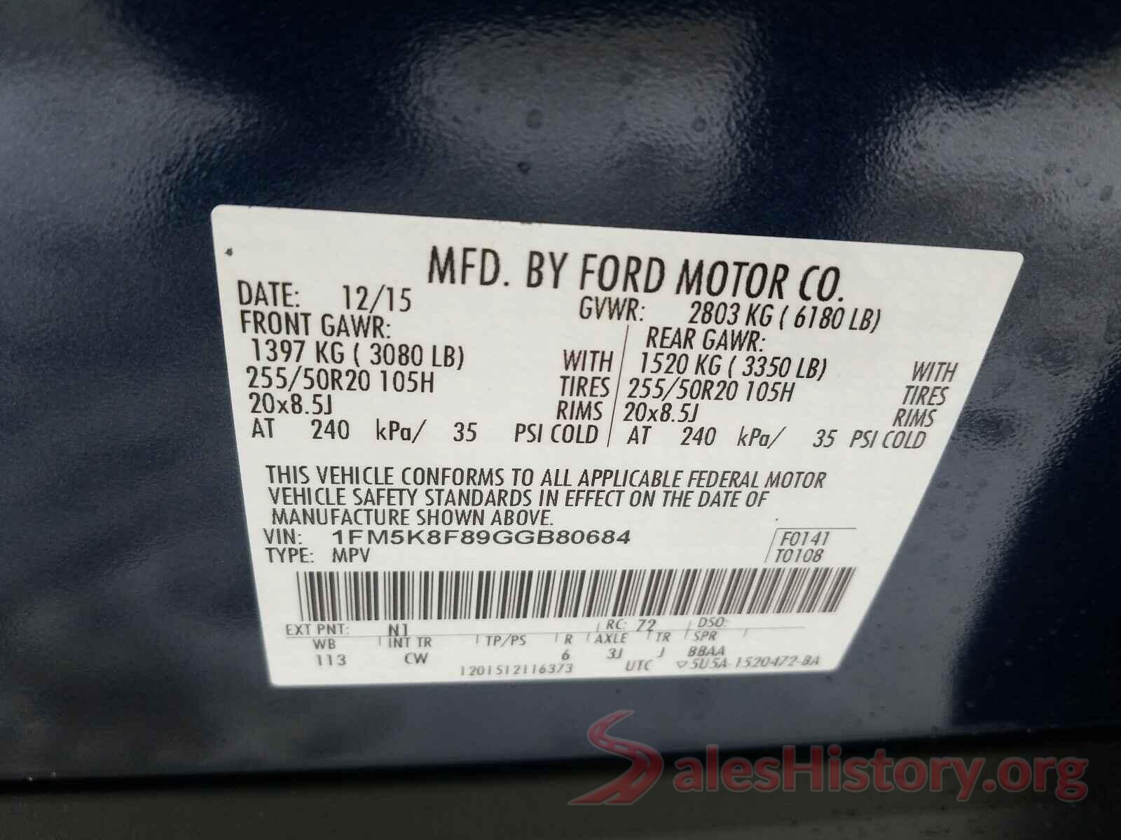 1FM5K8F89GGB80684 2016 FORD EXPLORER