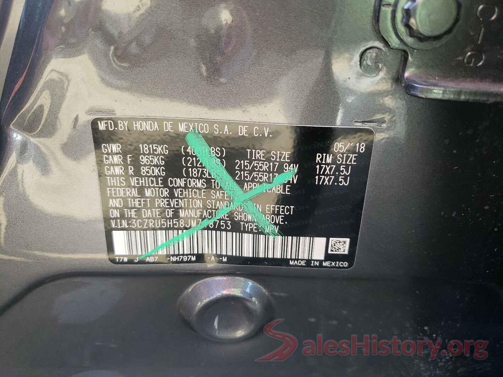 3CZRU5H58JM718753 2018 HONDA HR-V