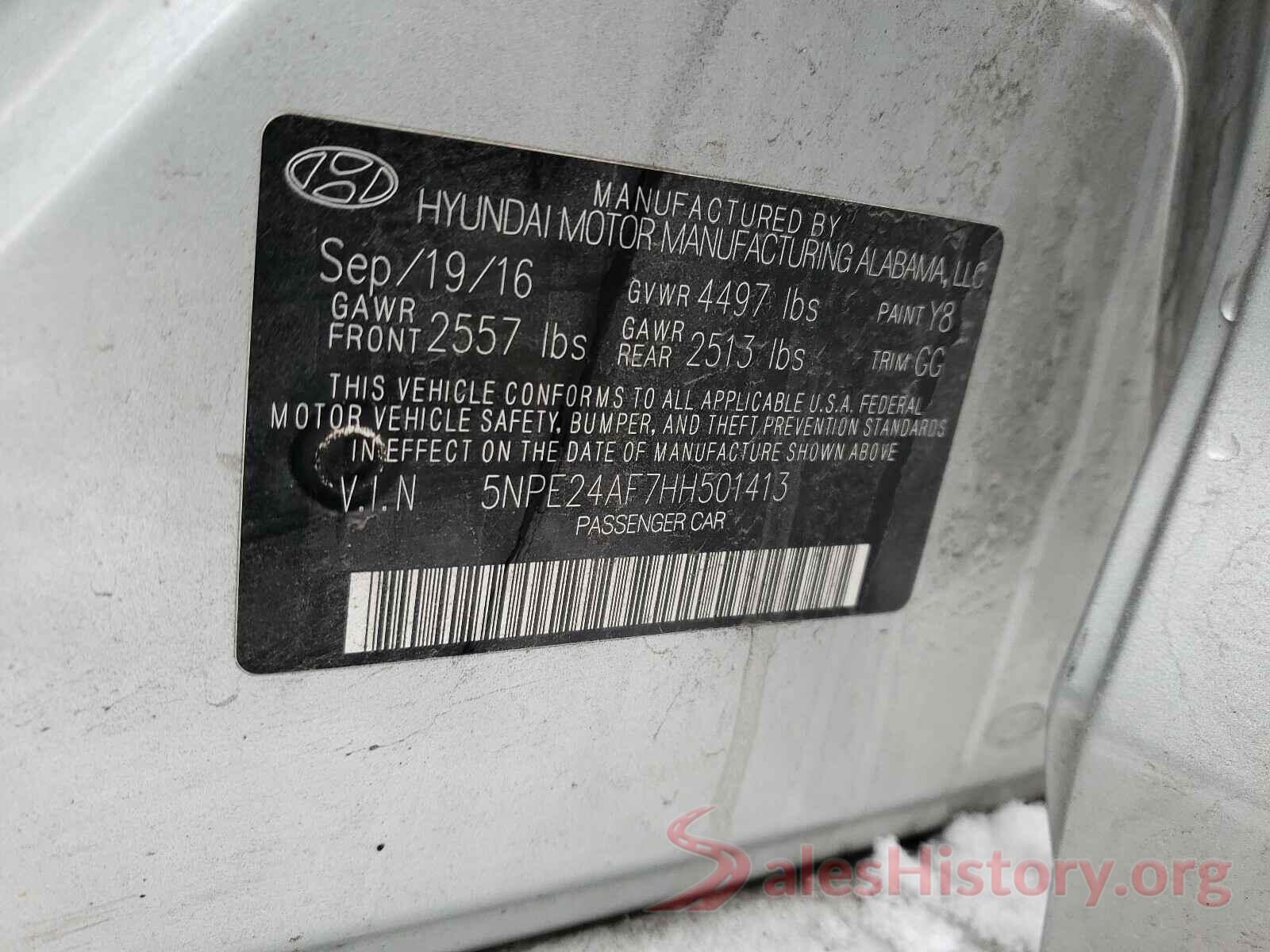 5NPE24AF7HH501413 2017 HYUNDAI SONATA