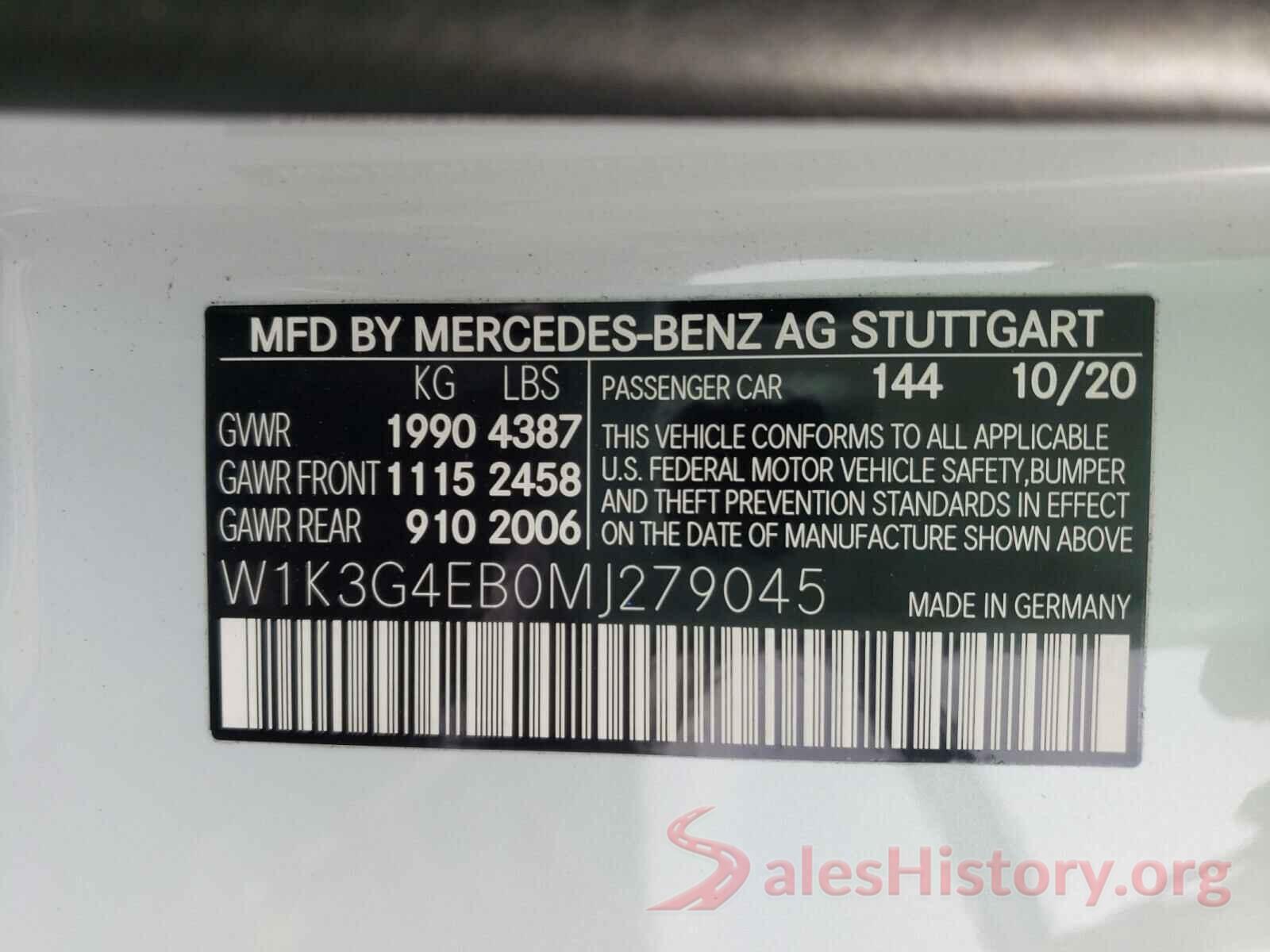 W1K3G4EB0MJ279045 2021 MERCEDES-BENZ ALL OTHER