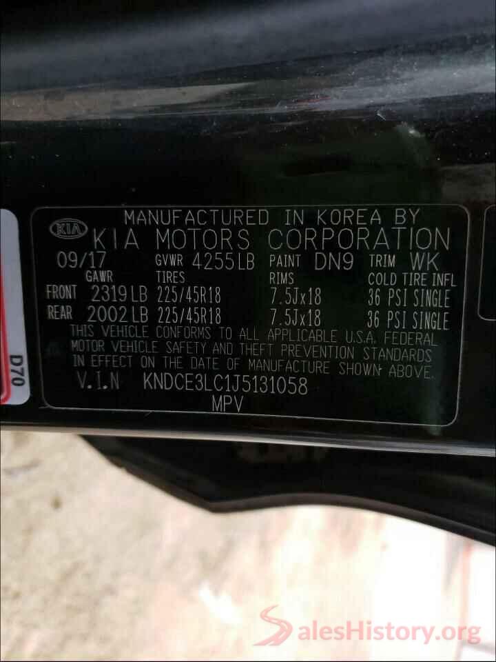 KNDCE3LC1J5131058 2018 KIA NIRO