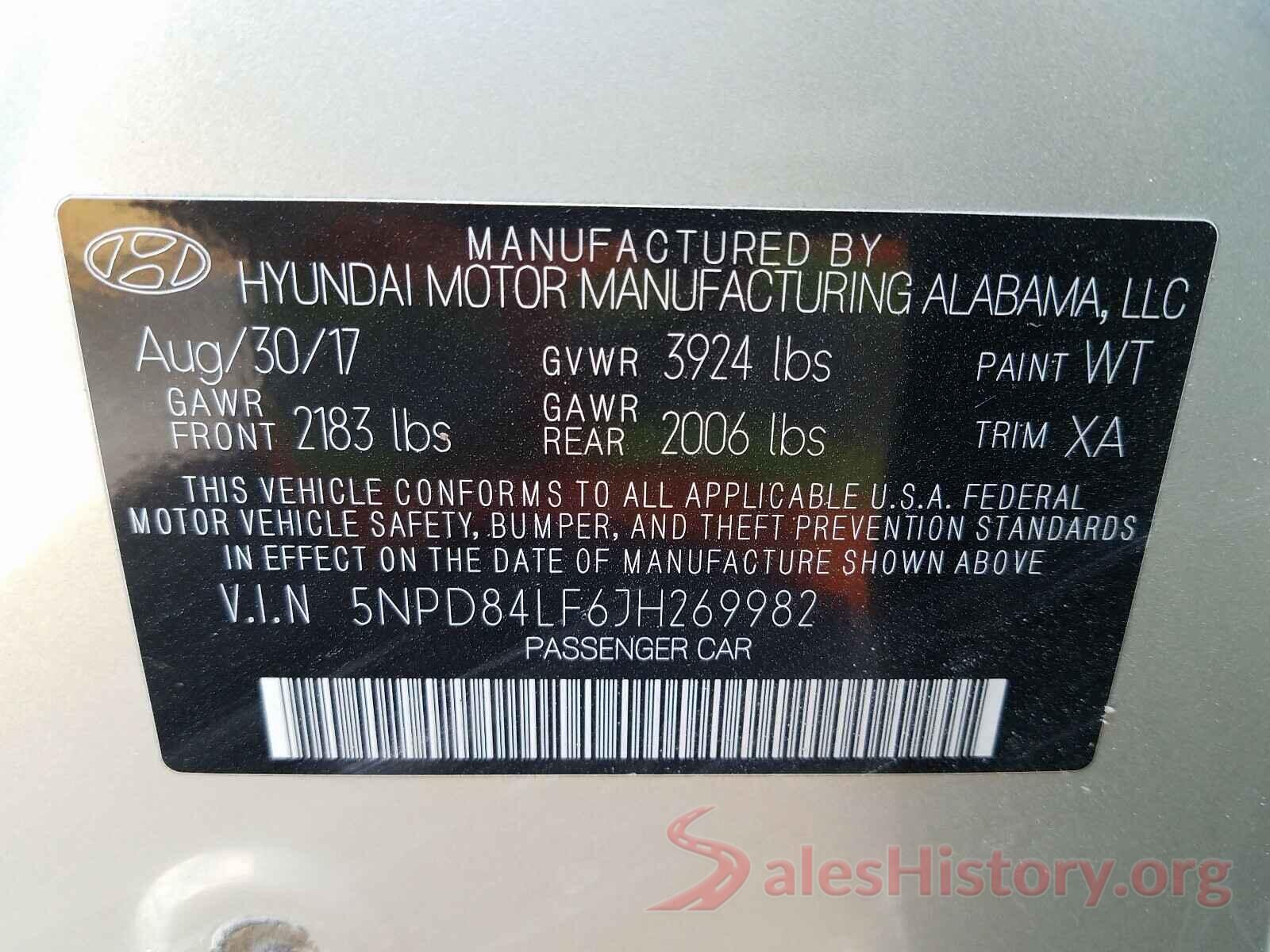 5NPD84LF6JH269982 2018 HYUNDAI ELANTRA