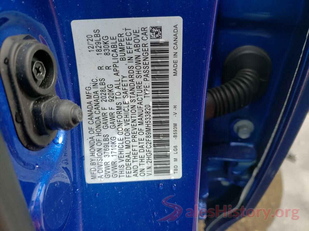 2HGFC2F89MH533820 2021 HONDA CIVIC