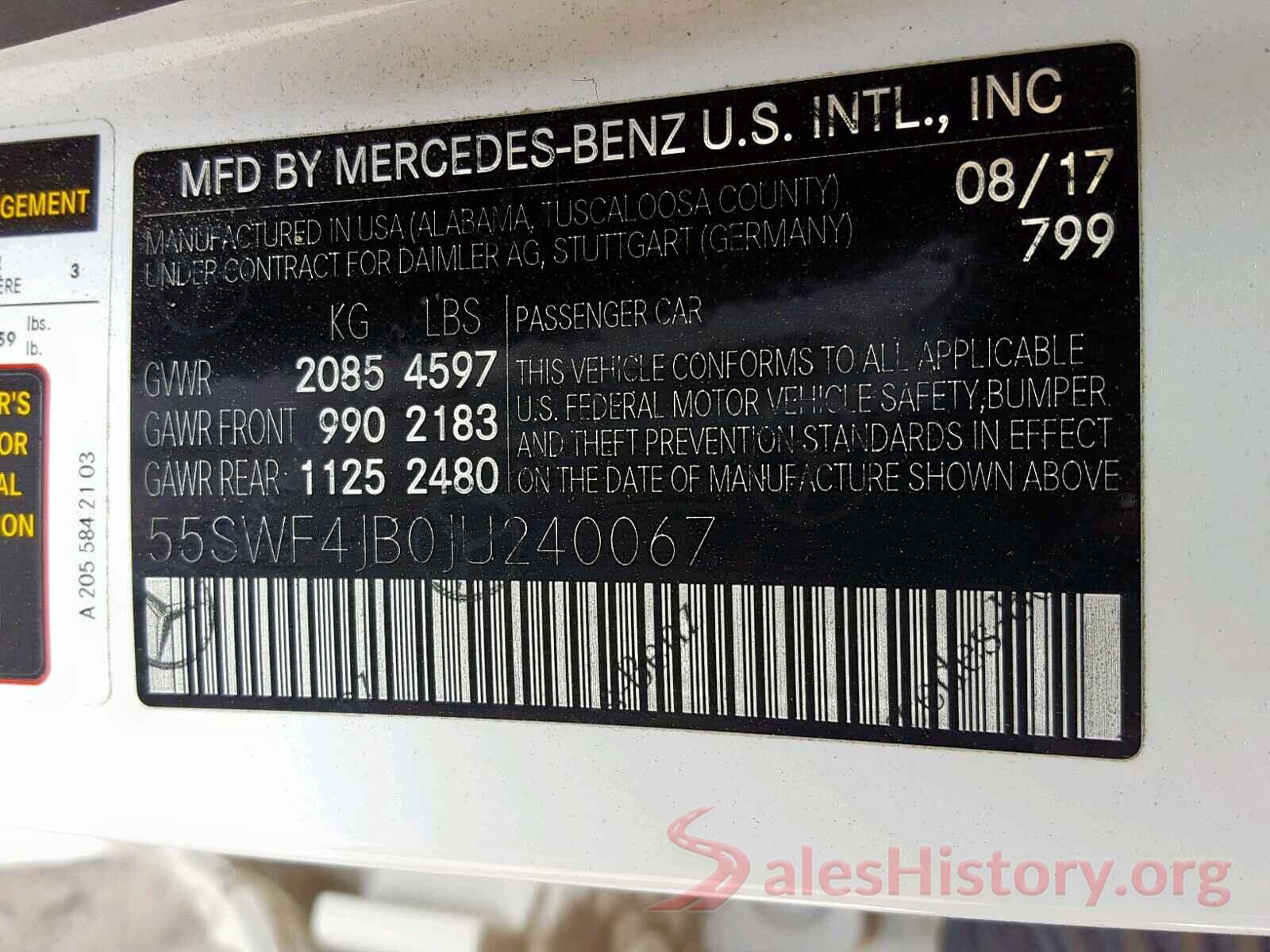 55SWF4JB0JU240067 2018 MERCEDES-BENZ C CLASS