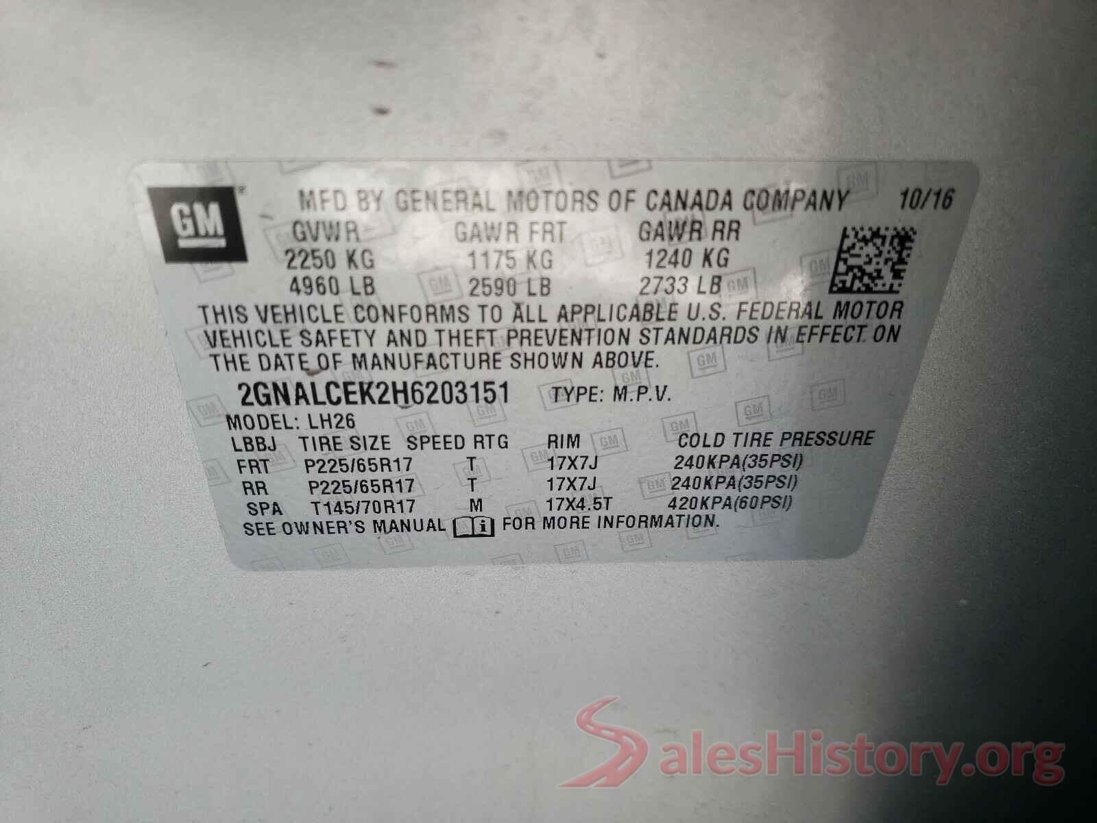 2GNALCEK2H6203151 2017 CHEVROLET EQUINOX