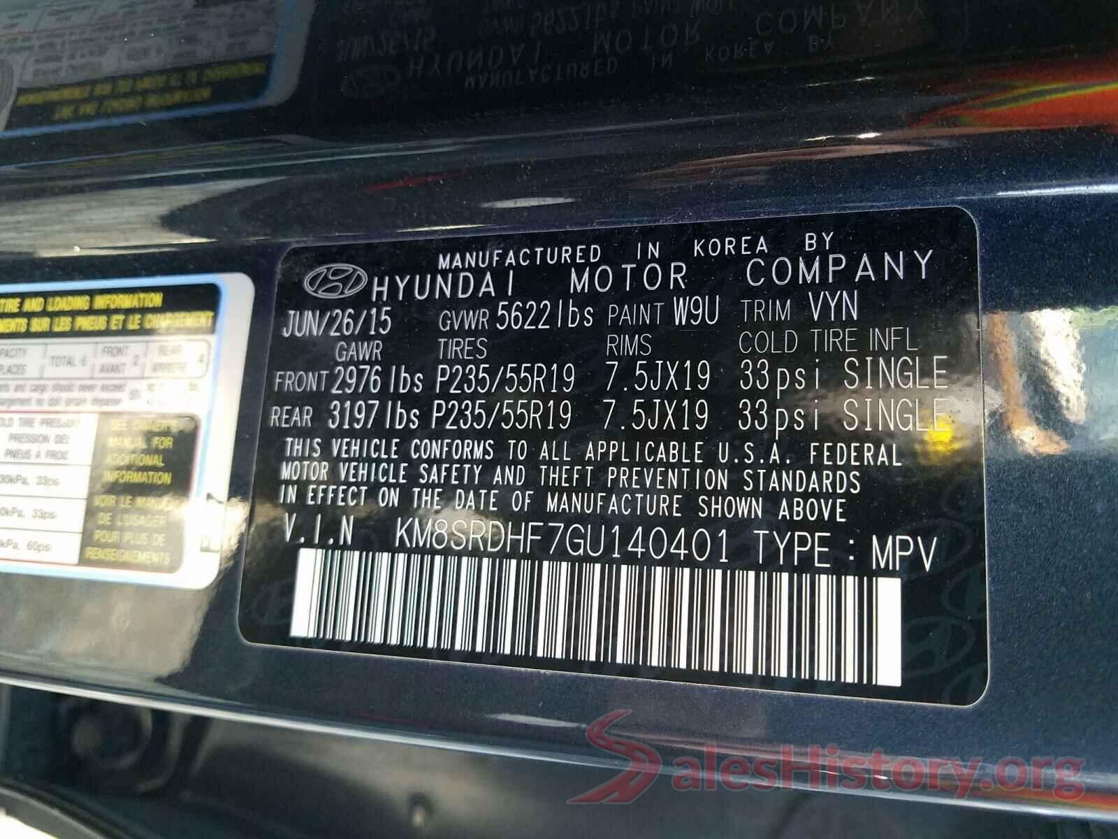 KM8SRDHF7GU140401 2016 HYUNDAI SANTA FE