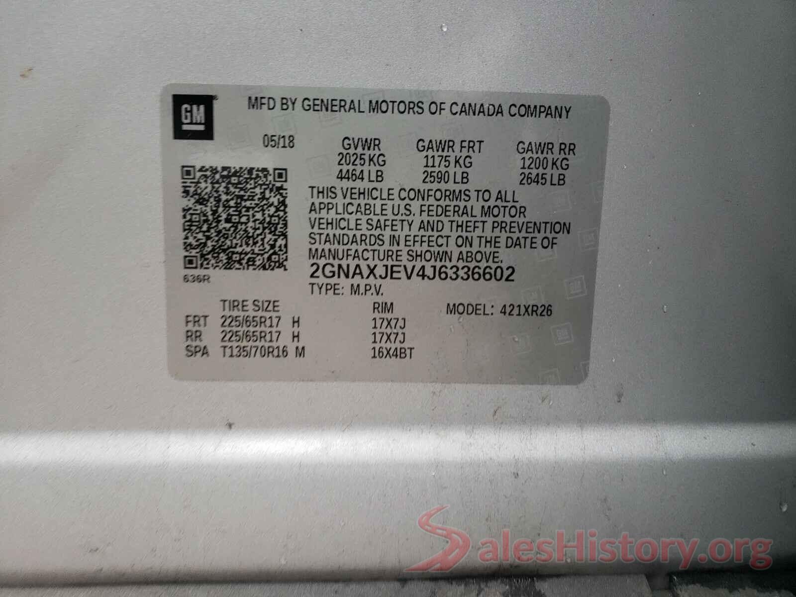 2GNAXJEV4J6336602 2018 CHEVROLET EQUINOX