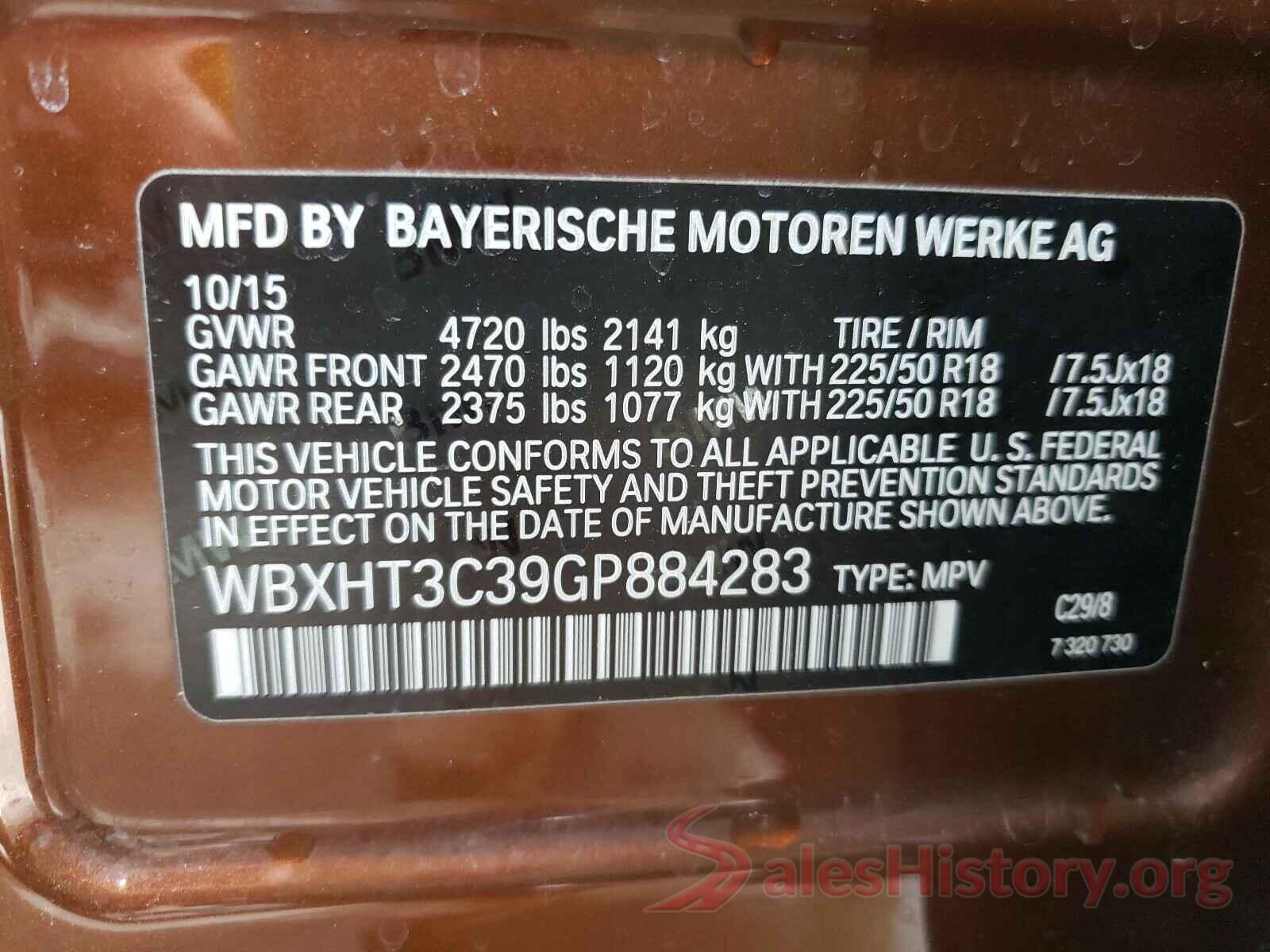 WBXHT3C39GP884283 2016 BMW X1