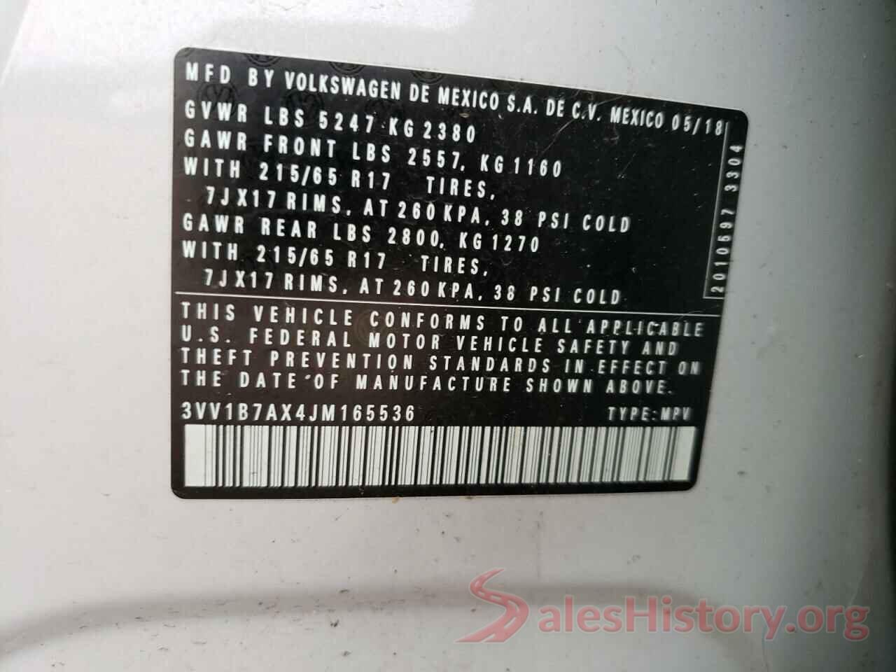 3VV1B7AX4JM165536 2018 VOLKSWAGEN TIGUAN