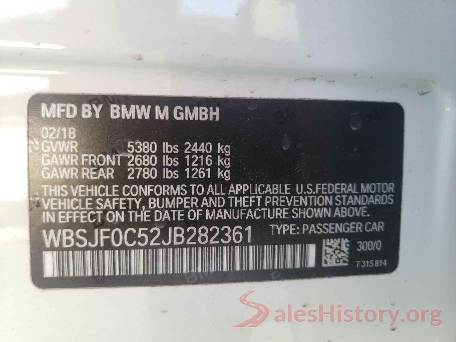 WBSJF0C52JB282361 2018 BMW M5