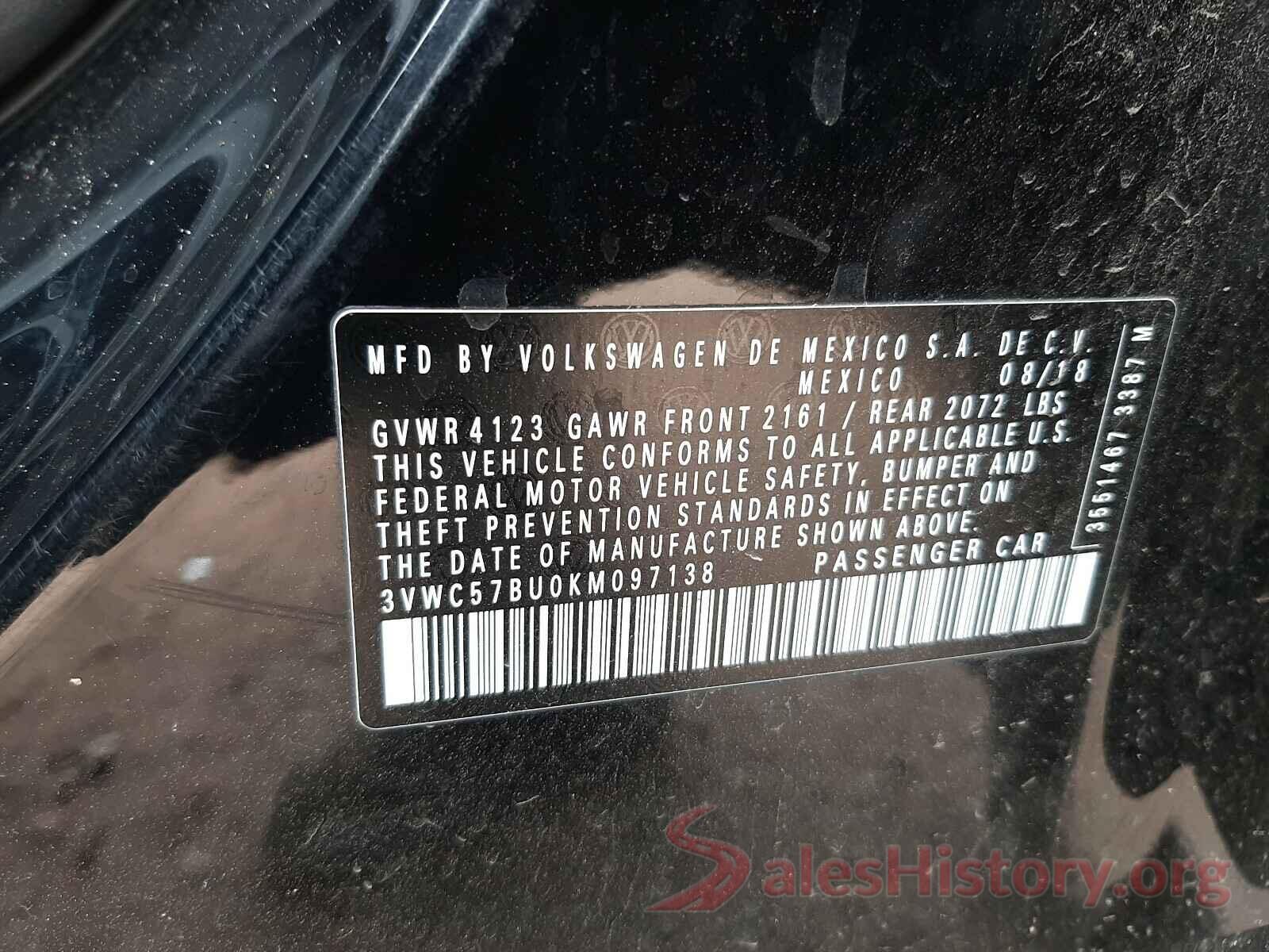 3VWC57BU0KM097138 2019 VOLKSWAGEN JETTA