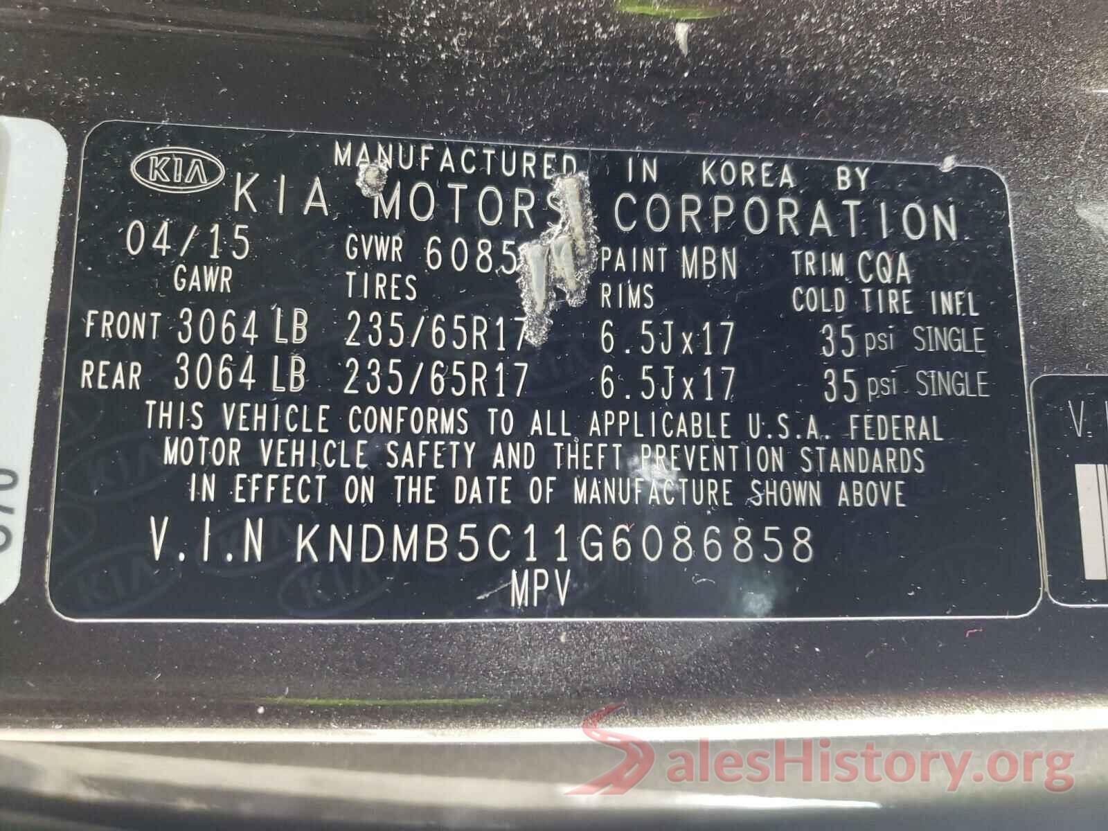 KNDMB5C11G6086858 2016 KIA SEDONA