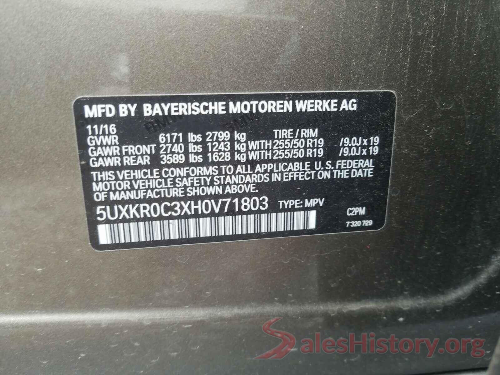 5UXKR0C3XH0V71803 2017 BMW X5