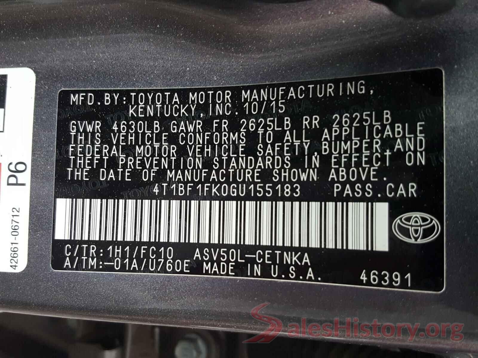 4T1BF1FK0GU155183 2016 TOYOTA CAMRY