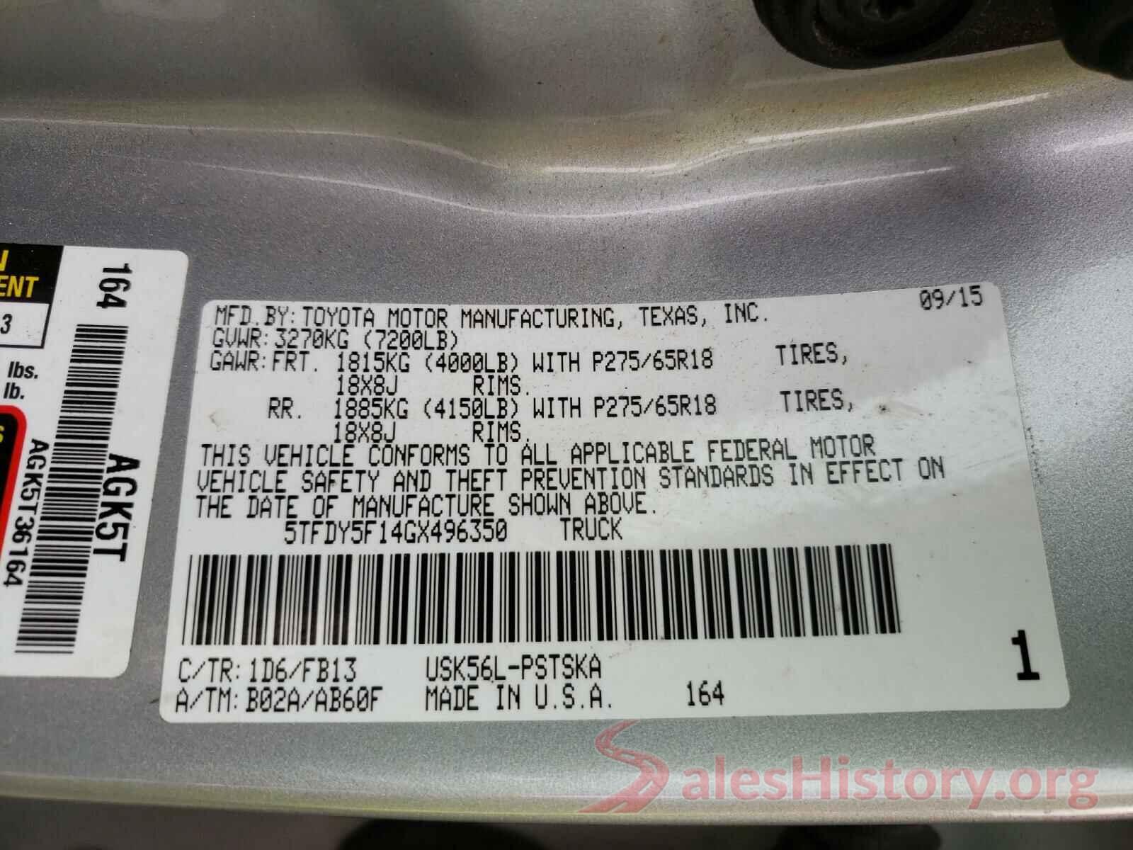 5TFDY5F14GX496350 2016 TOYOTA TUNDRA